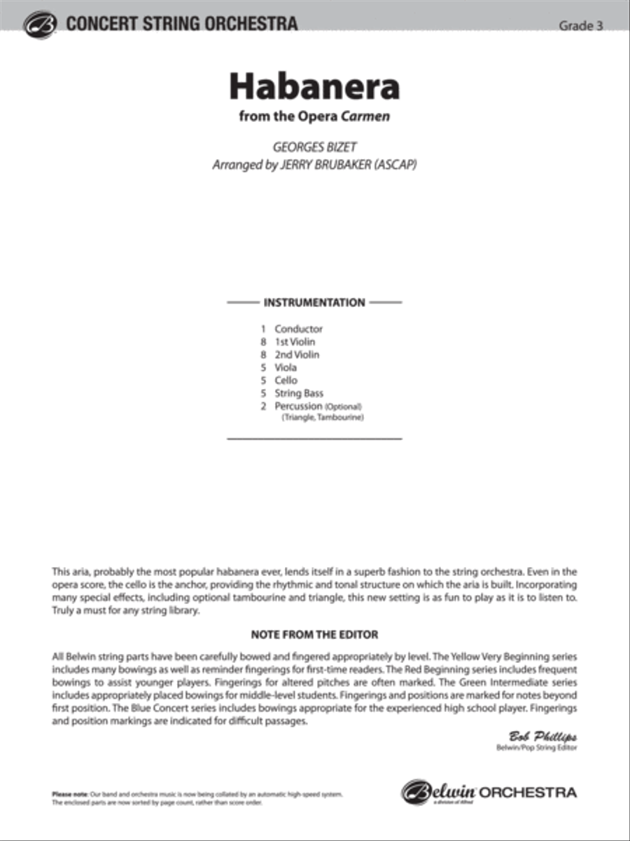Habanera (from the opera Carmen): Score String Orchestra scores gallery preview page 1