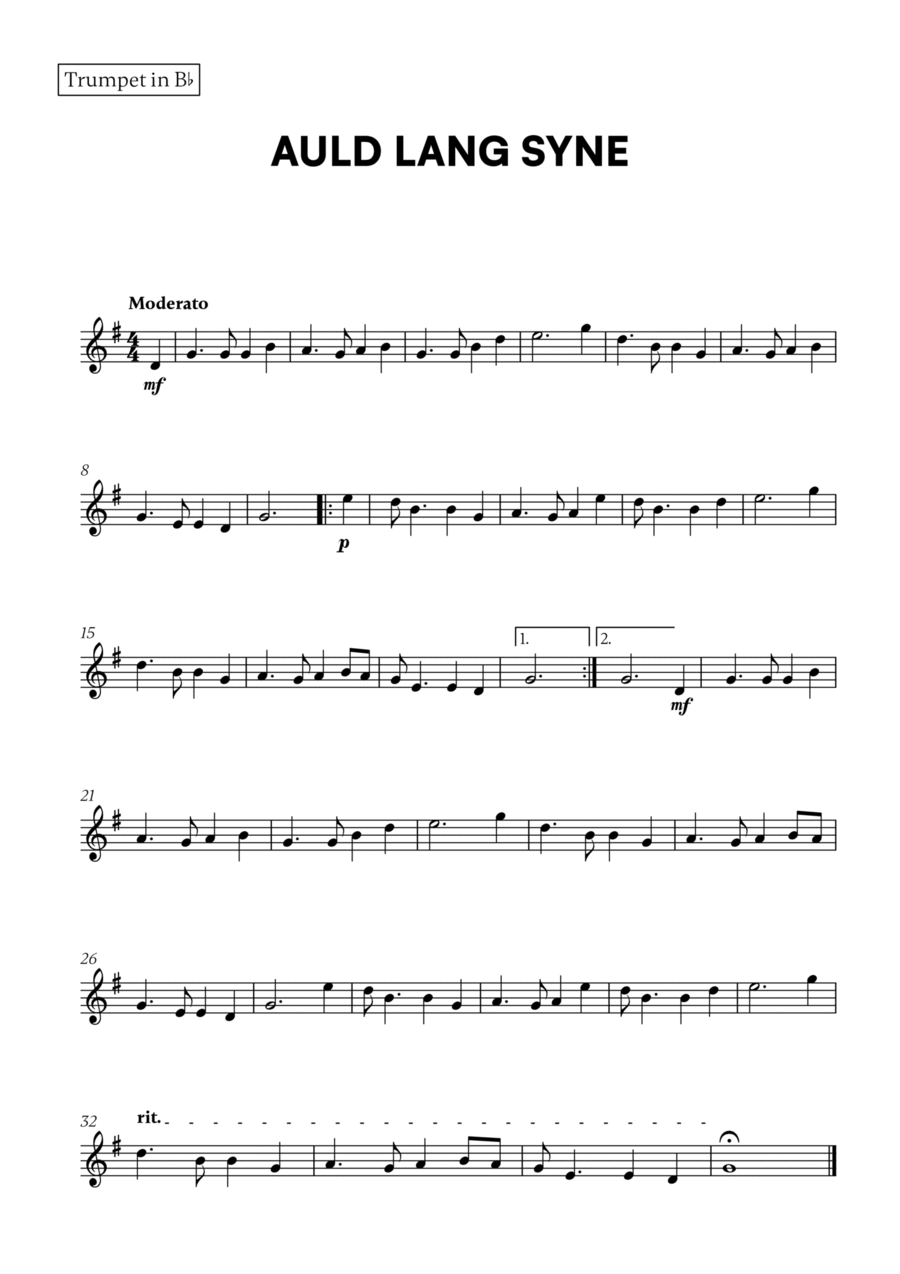 Auld lang syne trumpet cheap