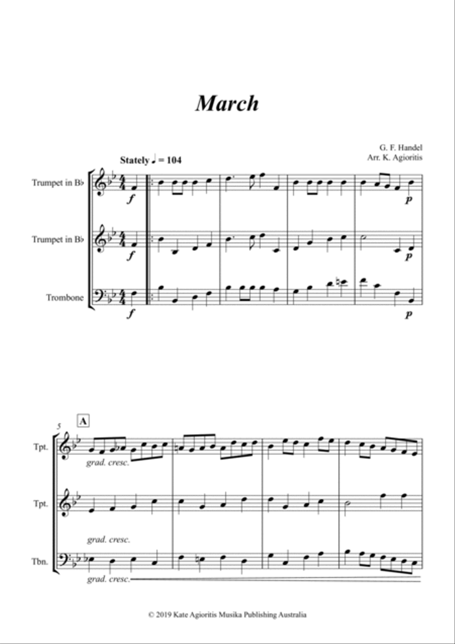 March - Handel - for Brass Trio Brass Trio scores gallery preview page 5