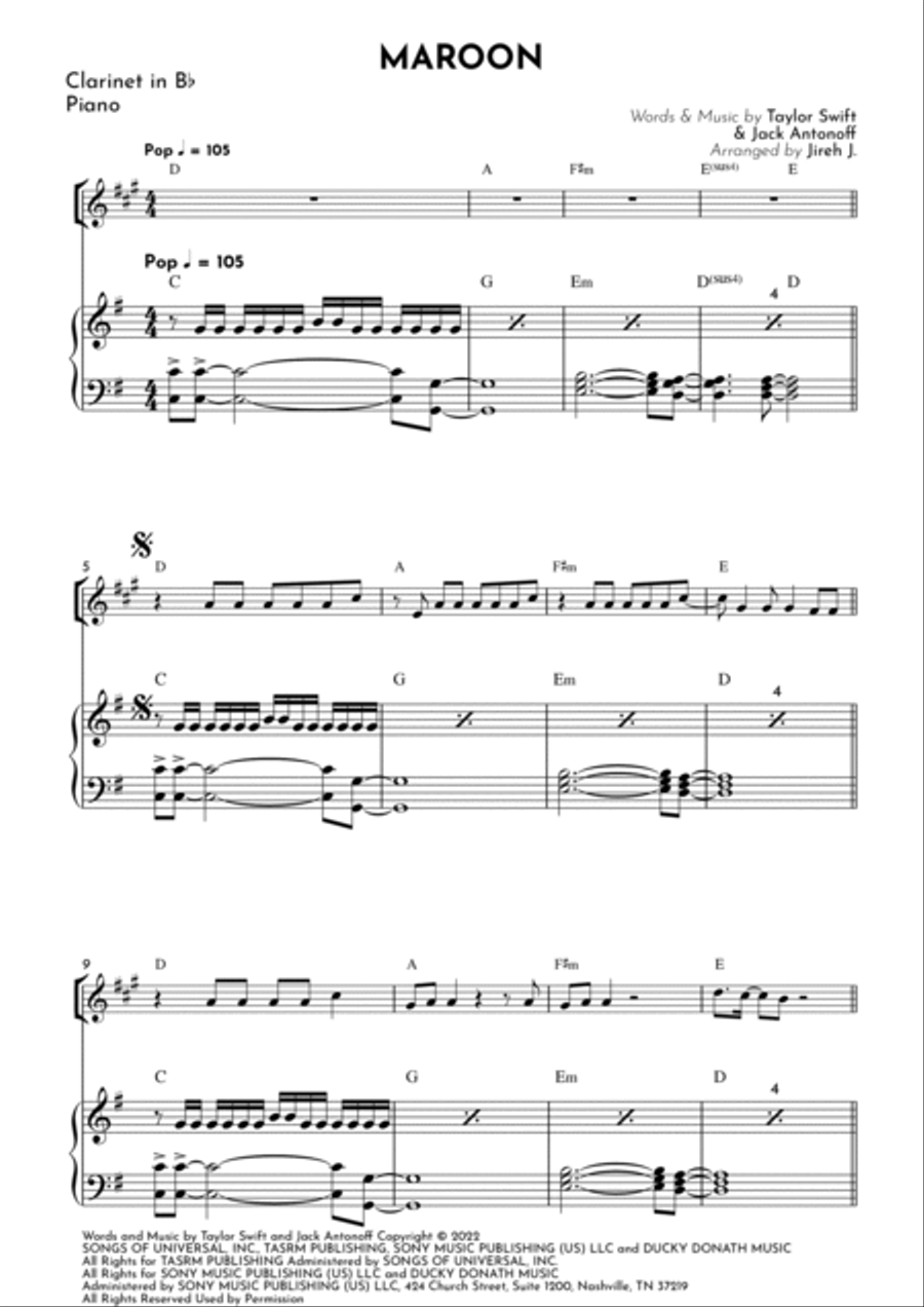 Maroon B-Flat Clarinet scores gallery preview page 2