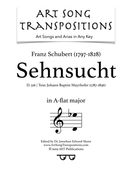 SCHUBERT: Sehnsucht, D. 516 (transposed to A-flat major)