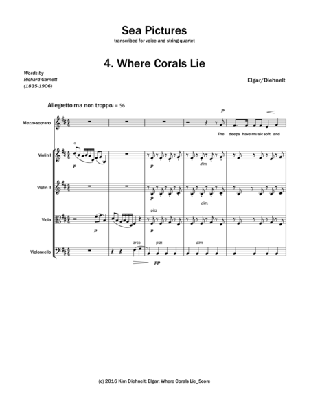Elgar: Where Corals Lie from Sea Pictures (Arr. Voice and String Quartet)
