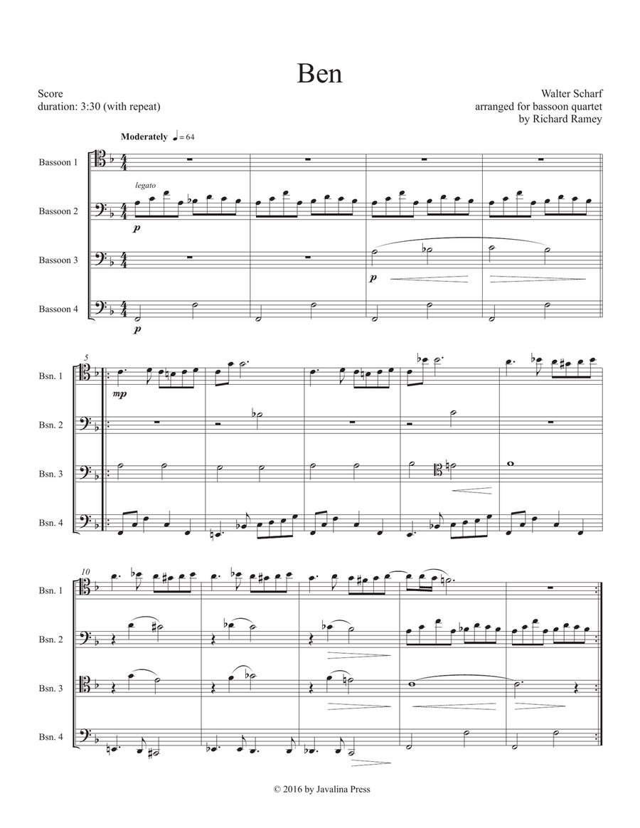 Ben Ben Woodwind Quartet scores gallery preview page 1