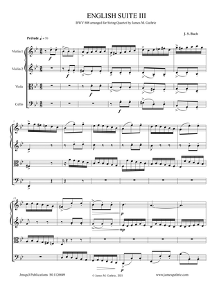BACH: English Suite No. 3 BWV 808 for String Quartet