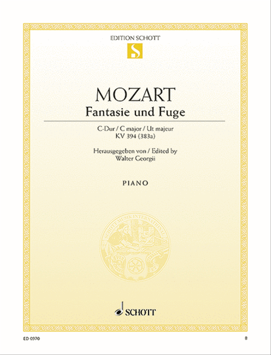 Fantasy and Fugue C major, K. 394 [383 a] Piano Solo scores gallery preview page 1