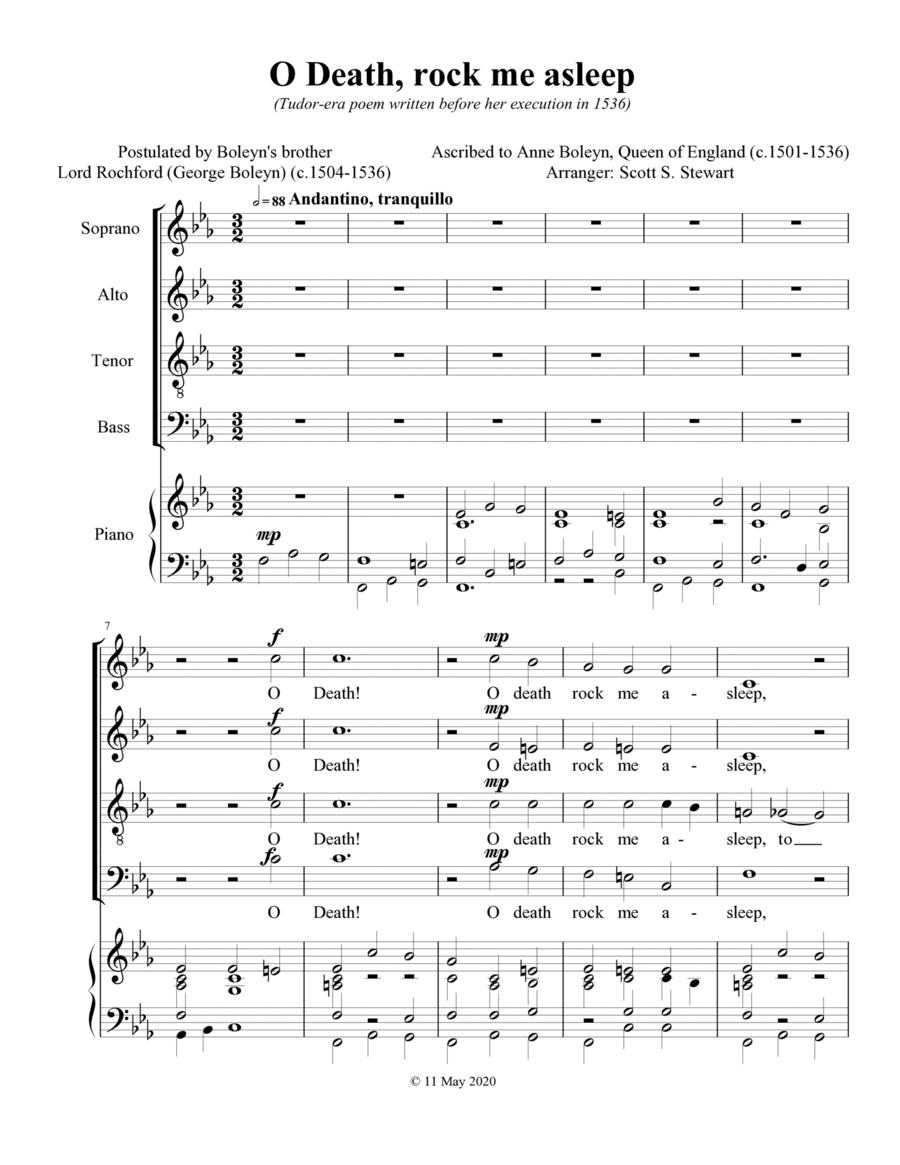 O Death, rock me asleep 4-Part scores gallery preview page 1