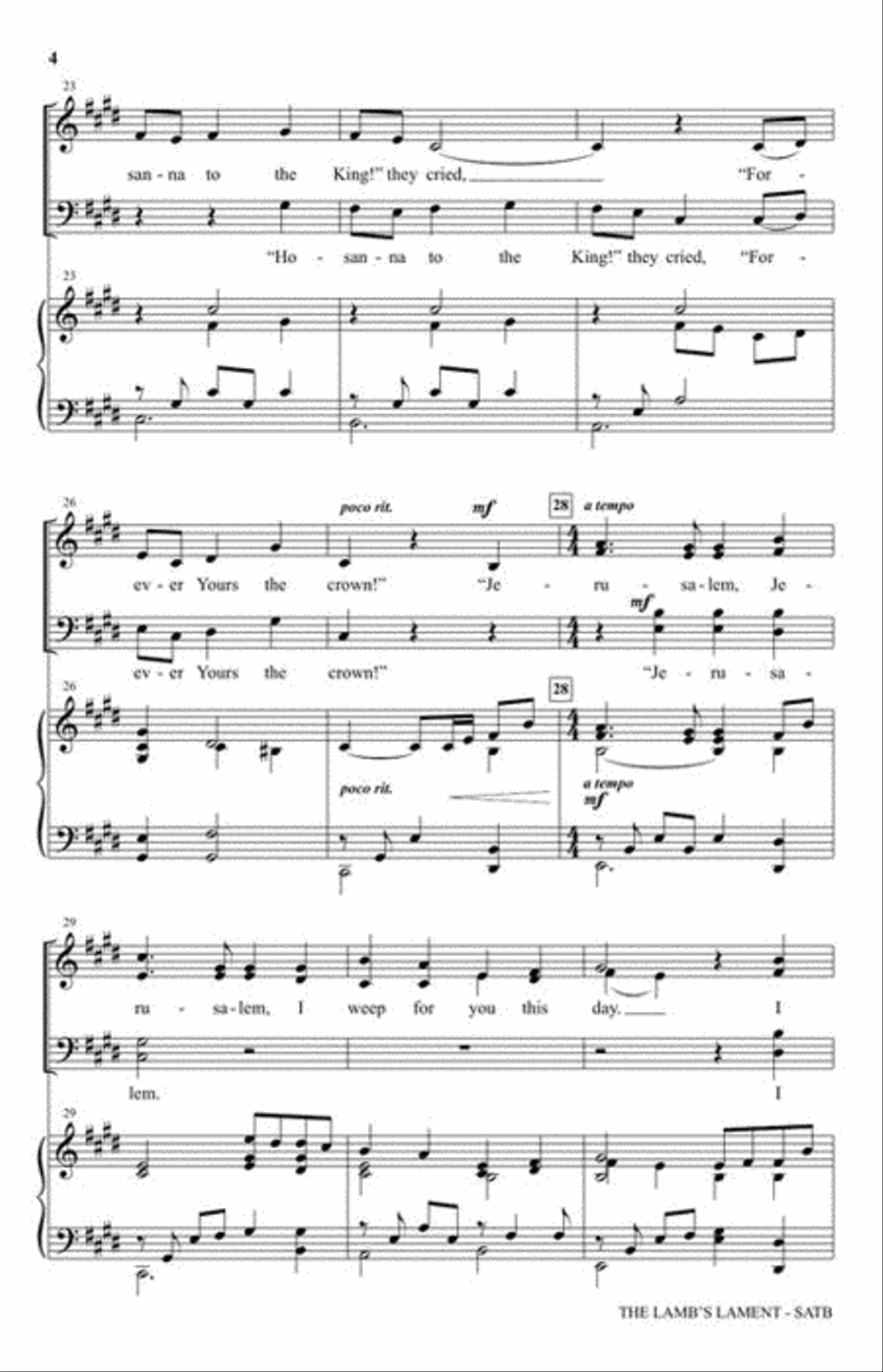The Lamb's Lament 4-Part scores gallery preview page 5