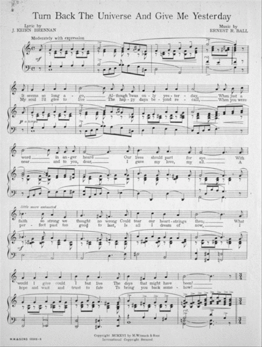 Turn Back the Universe (And Give Me Yesterday). Ballad Voice scores gallery preview page 2