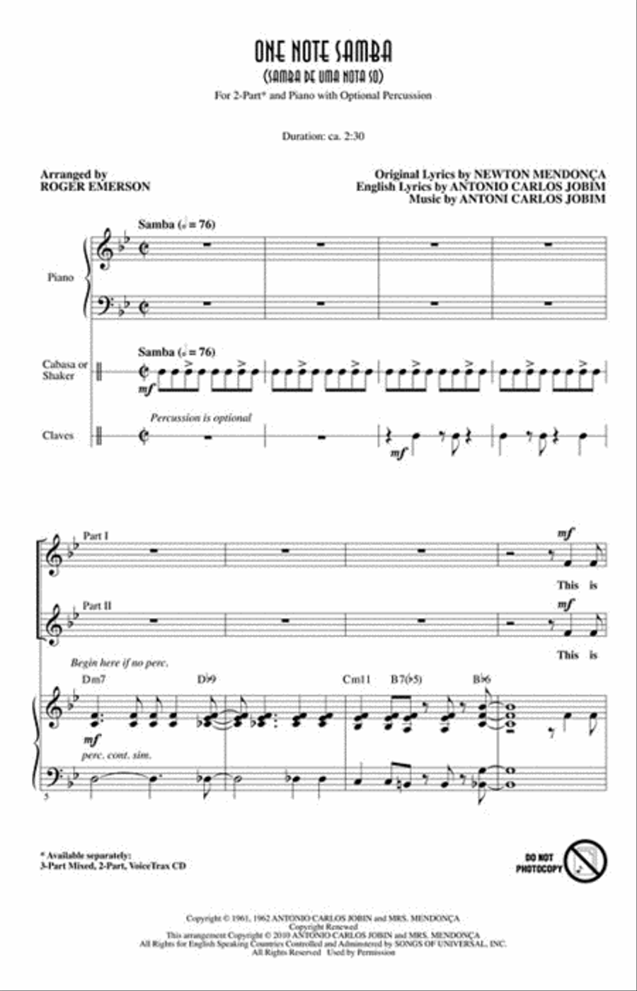 One Note Samba 2-Part scores gallery preview page 2