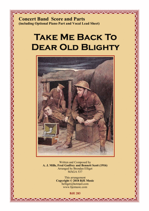 Book cover for Take Me Back To Dear Old Blighty - Concert Band Score and Parts