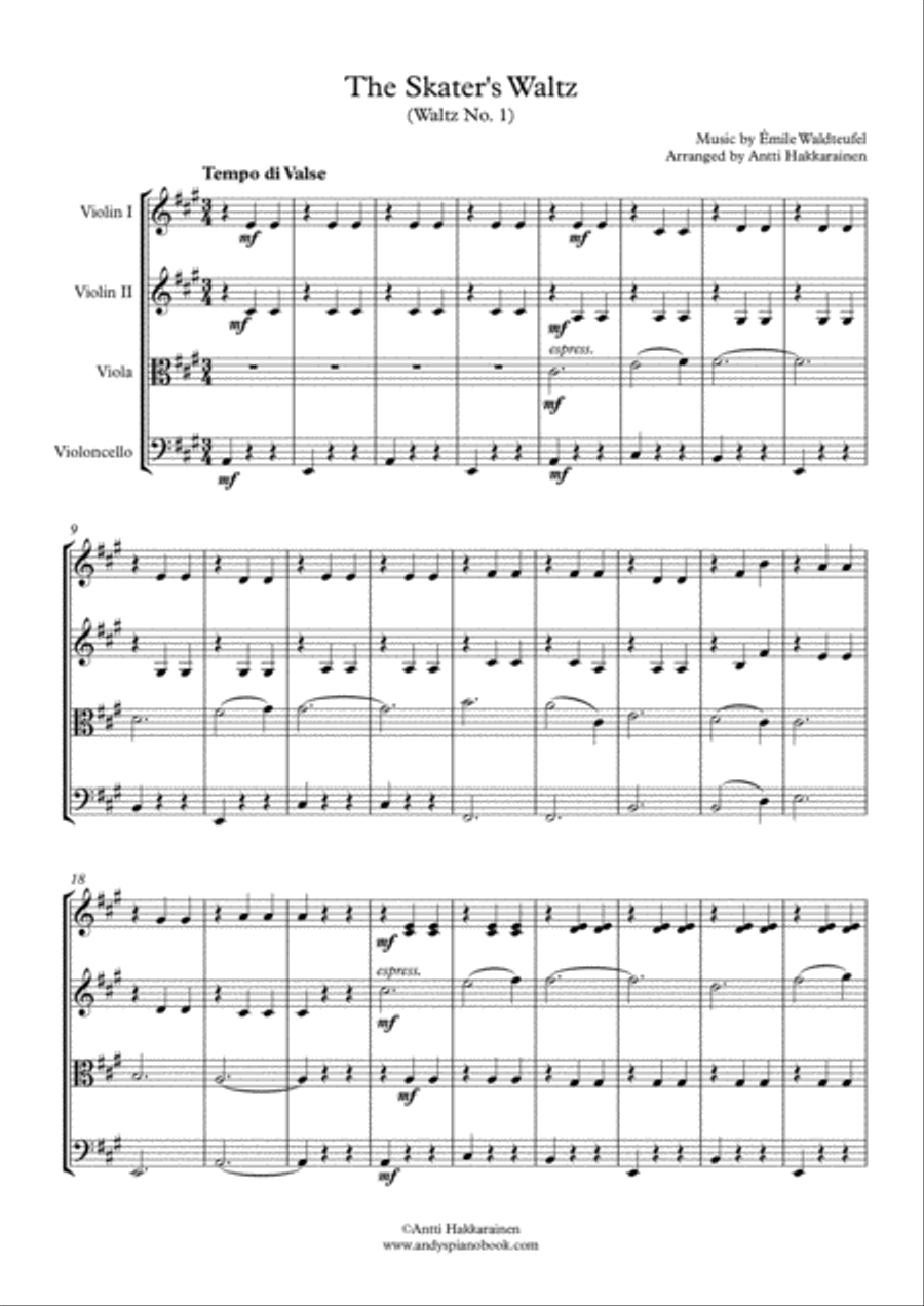 The Skater's Waltz - String Quartet String Quartet scores gallery preview page 2
