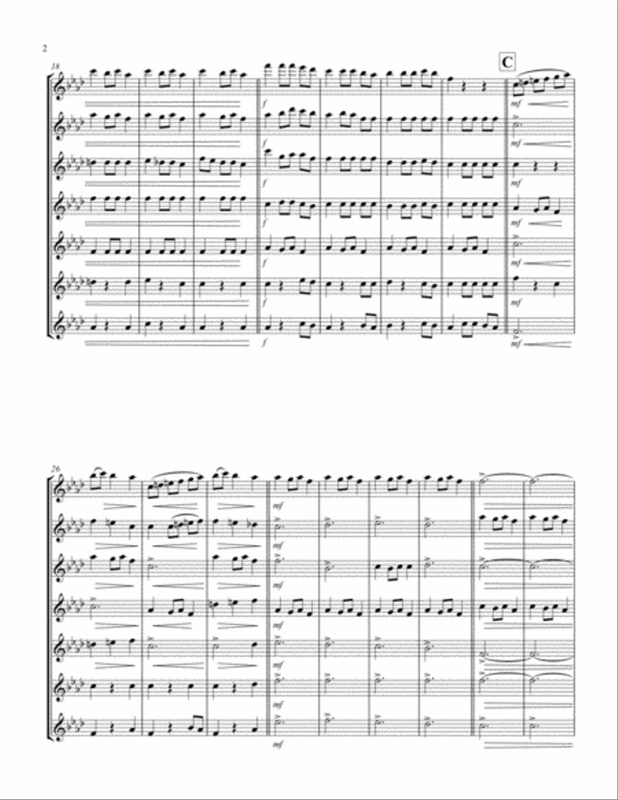 Carol of the Bells (F min) (Violin Septet) Violin scores gallery preview page 2