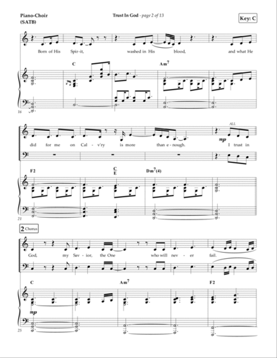 Trust In God Piano, Vocal, Guitar scores gallery preview page 2