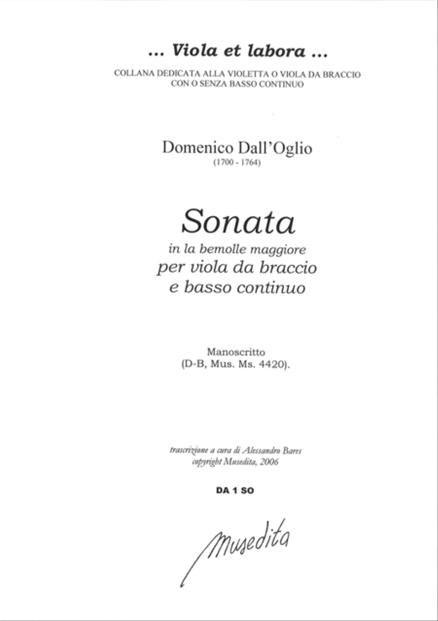 Sonata in la bemolle maggiore (Ms, D-B) Viola scores gallery preview page 1