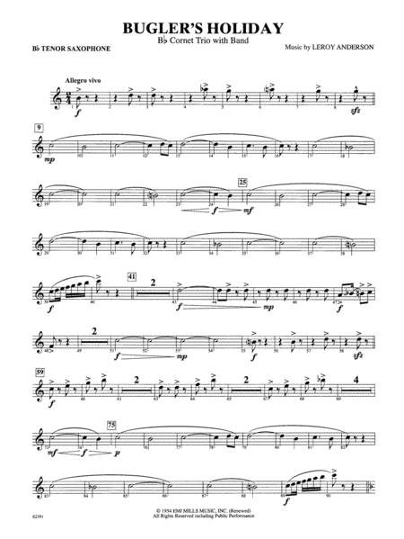 Bugler's Holiday (with Cornet Trio): B-flat Tenor Saxophone