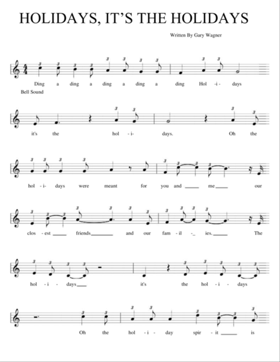 Holidays, Its The Holidays Piano Solo scores gallery preview page 1