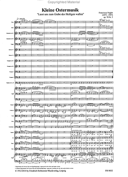 Kleine Ostermusik fur Chor und Orchester op. 70, Nr. 3 / Partitur
