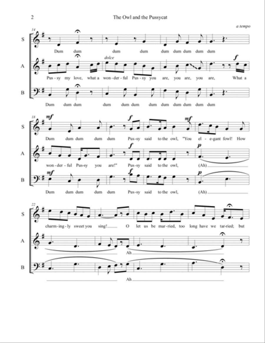 The Owl and the Pussycat 3-Part scores gallery preview page 2