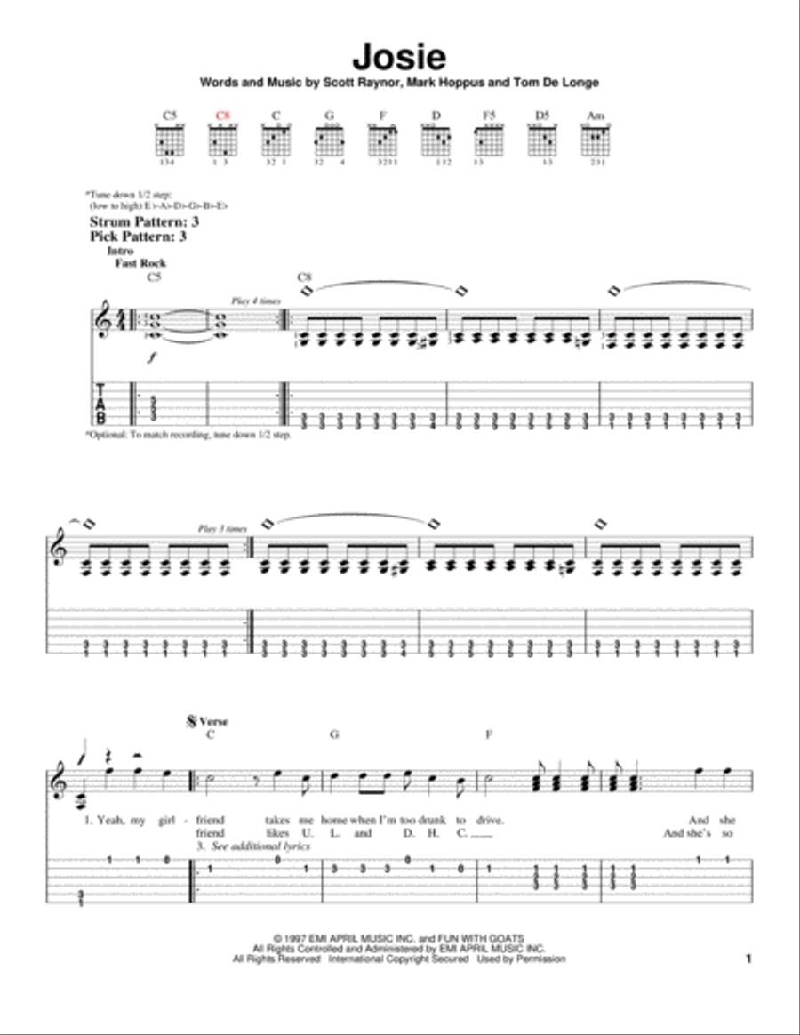Josie Josie Acoustic Guitar scores gallery preview page 1