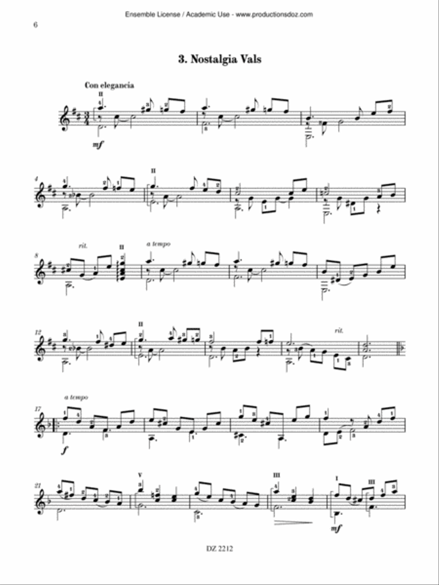 5 valses Classical Guitar scores gallery preview page 6
