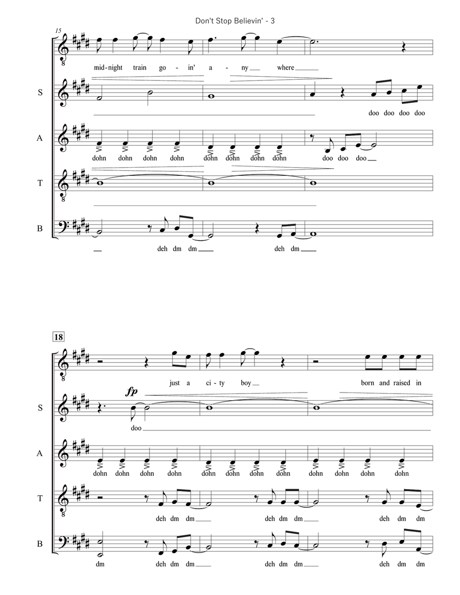 Don't Stop Believin' Don't Stop Believin' 4-Part scores gallery preview page 3