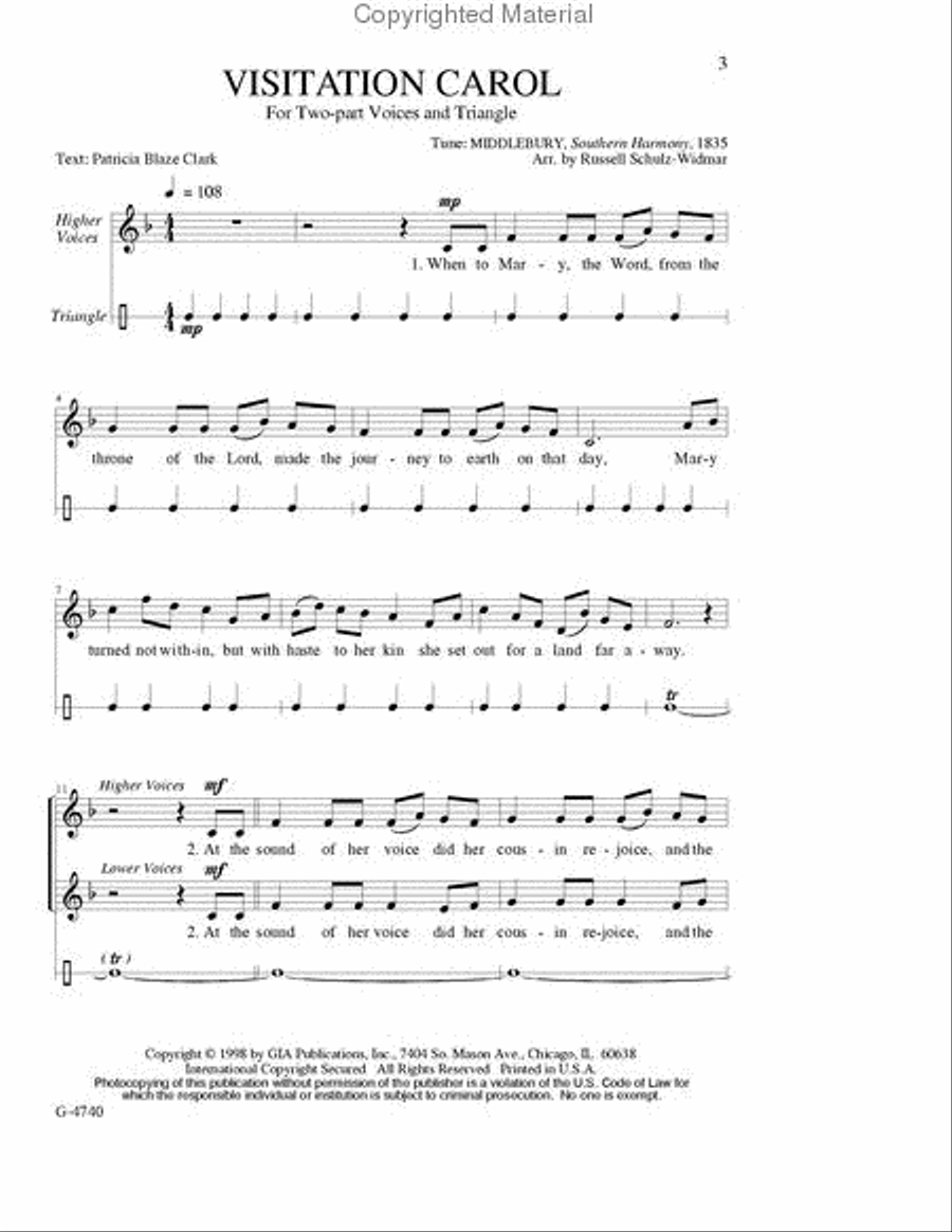 Visitation Carol Visitation Carol 2-Part scores gallery preview page 2