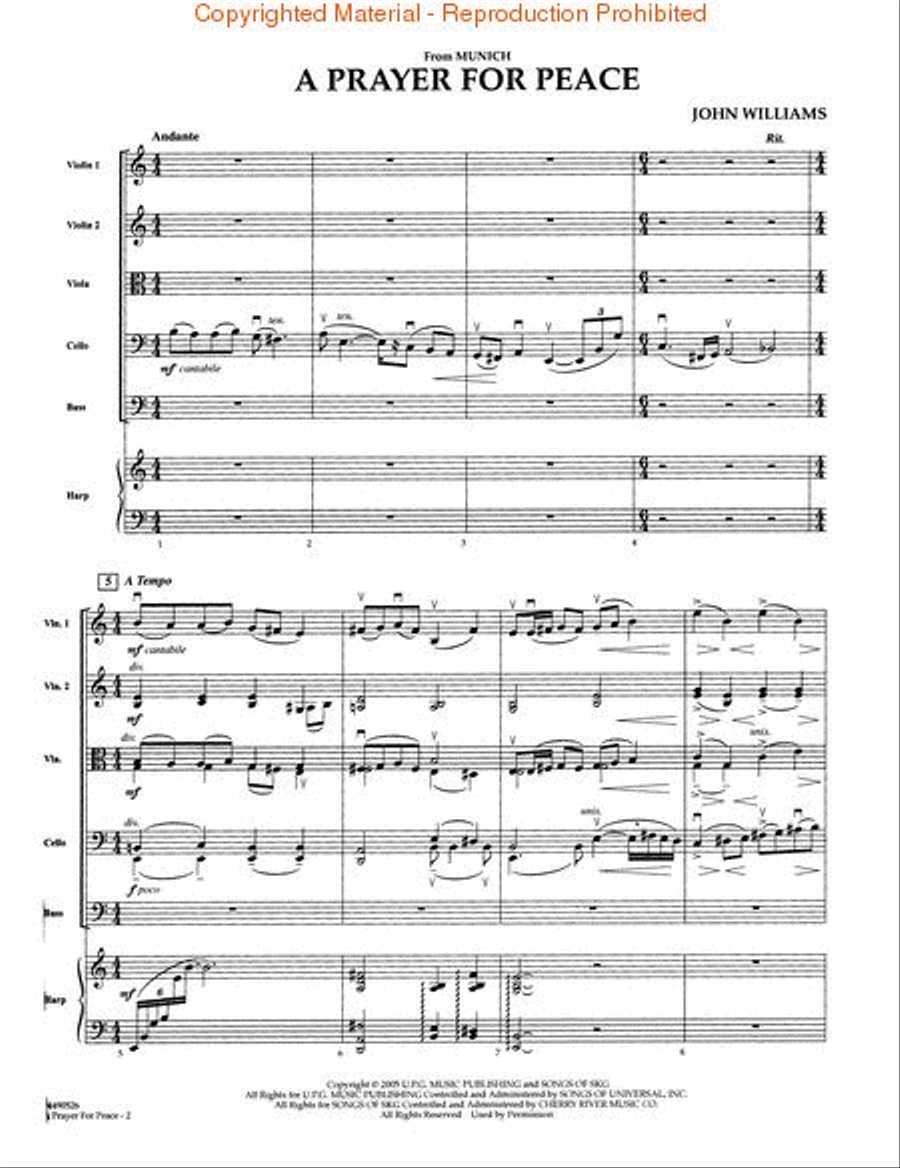 A Prayer for Peace (Avner's Theme from Munich) String Orchestra scores gallery preview page 2