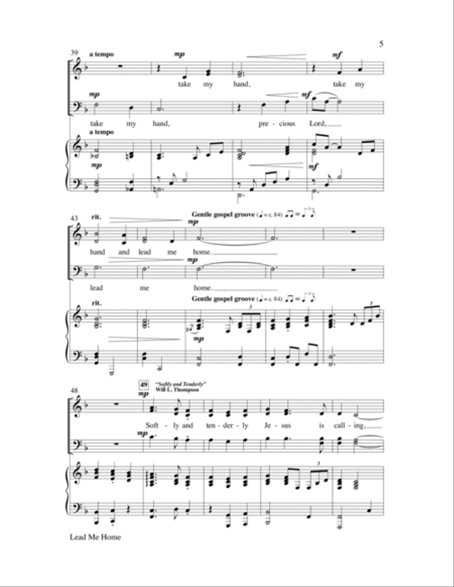 Lead Me Home (Precious Lord, Take My Hand) with Softly and Tenderl-Digital Version Choir scores gallery preview page 5