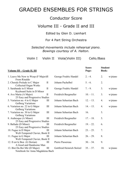 GRADED ENSEMBLES FOR STRINGS - VOLUME III (Extra Score)