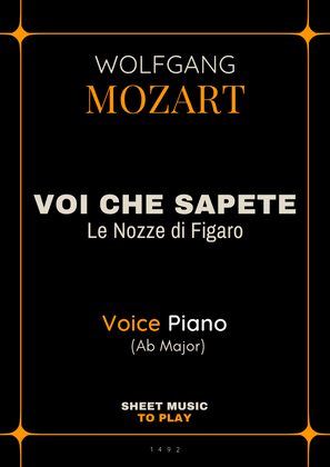 Voi Che Sapete from Le Nozze di Figaro - Voice and Piano - Ab Major (Full Score and Parts)