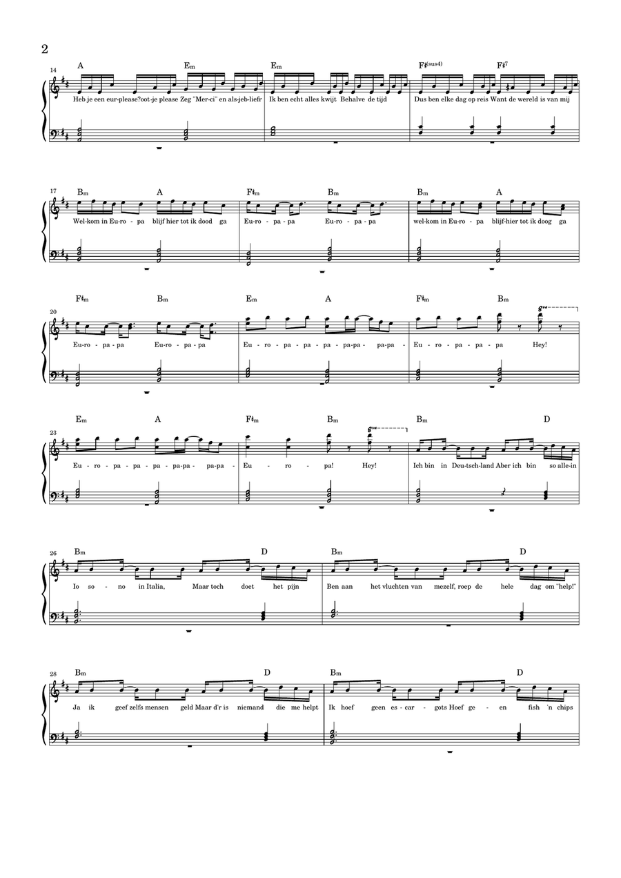 Europapa Piano Solo scores gallery preview page 2