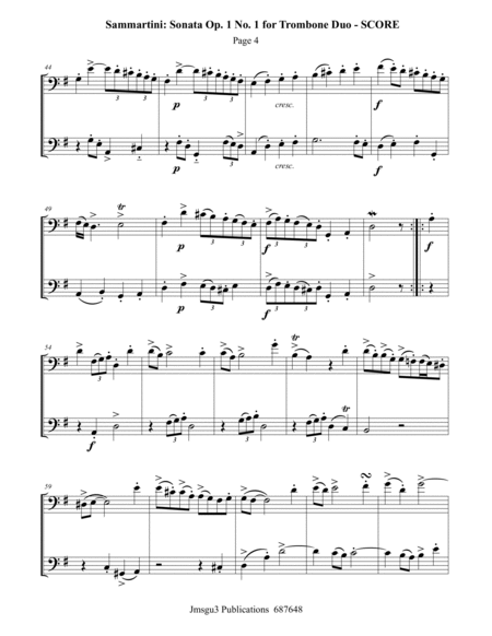 Sammartini: Sonata Op. 1 No. 1 for Trombone Duo image number null