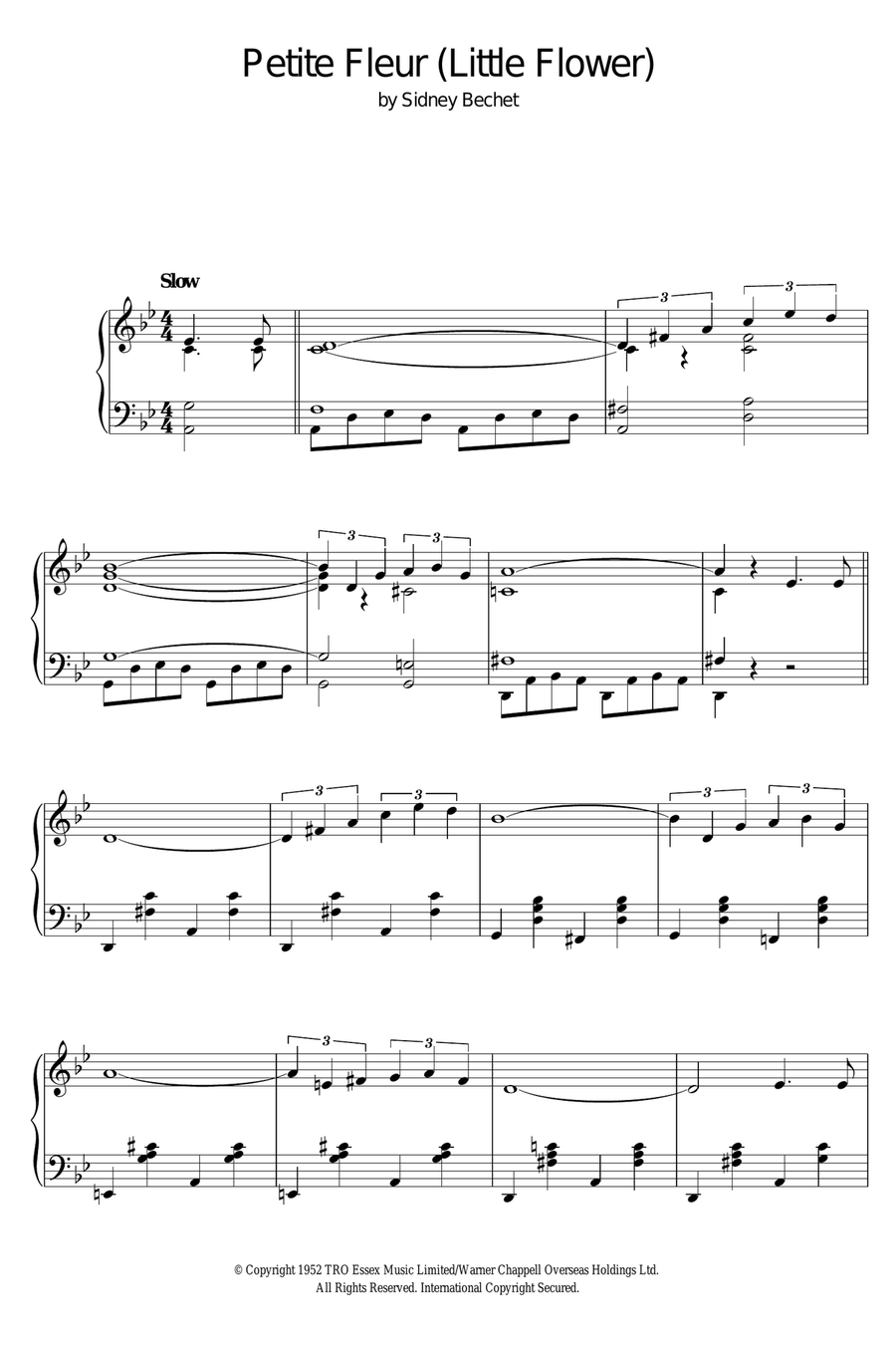 Petite Fleur (Little Flower) Piano Solo scores gallery preview page 1