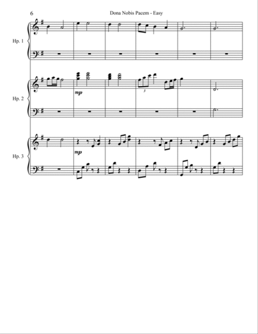 Dona Nobis Pacem - Easy Harp scores gallery preview page 6