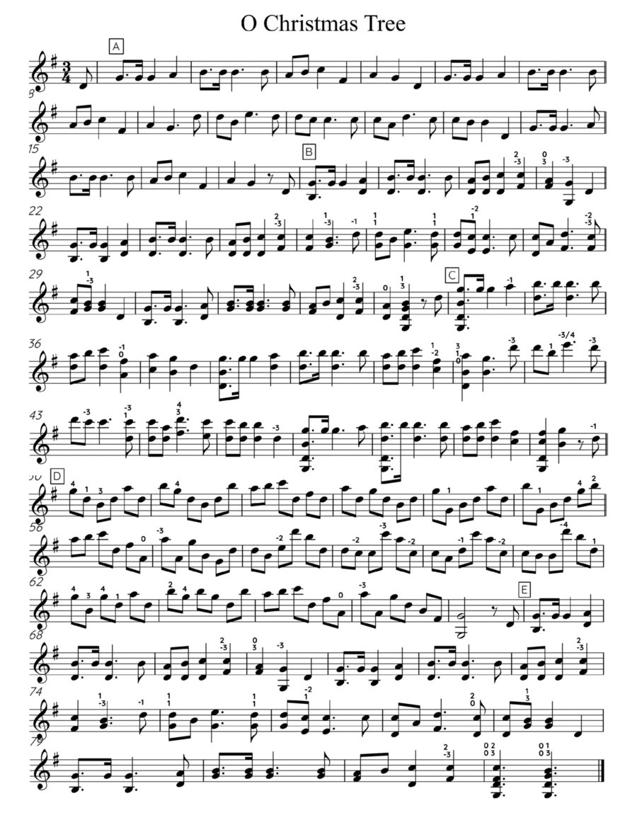 O Christmas Tree - Solo Violin Violin Solo scores gallery preview page 1