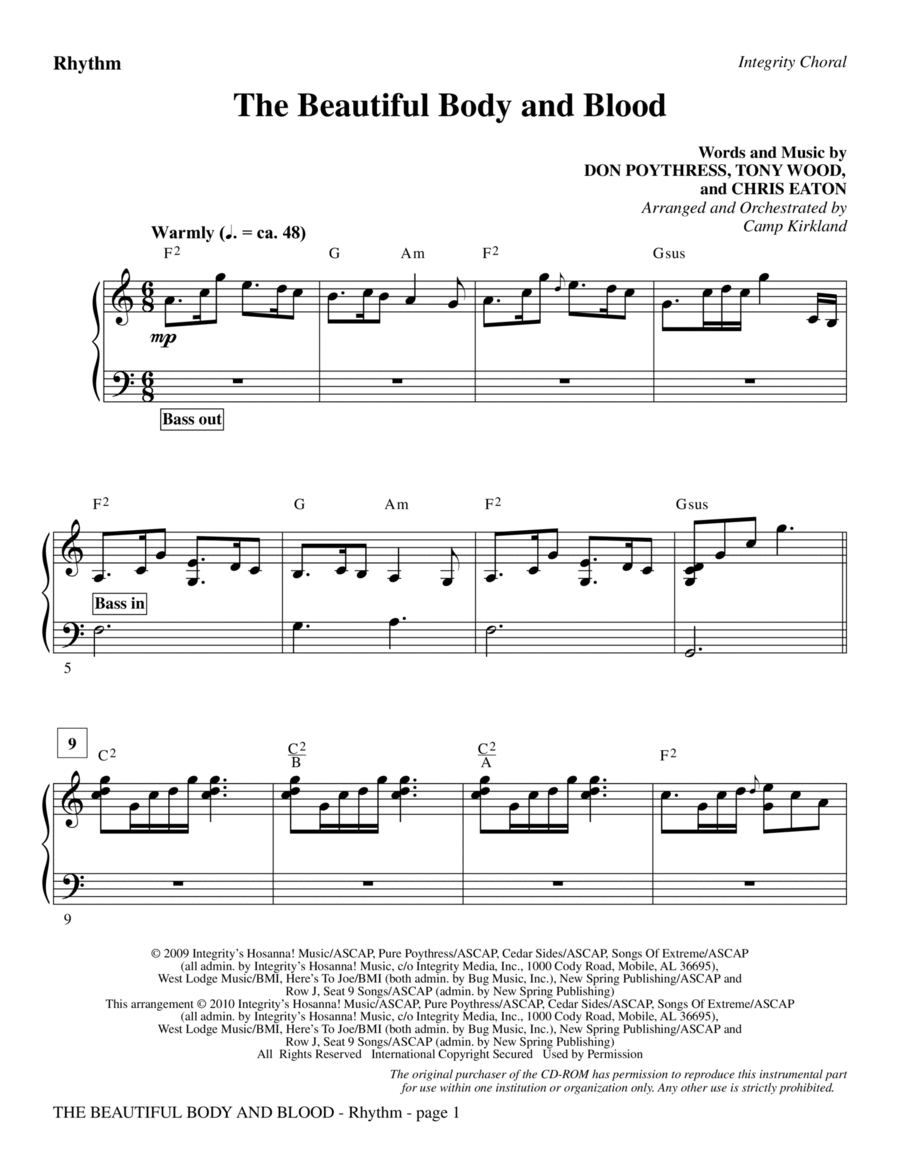 The Beautiful Body And Blood - Rhythm Choir scores gallery preview page 1
