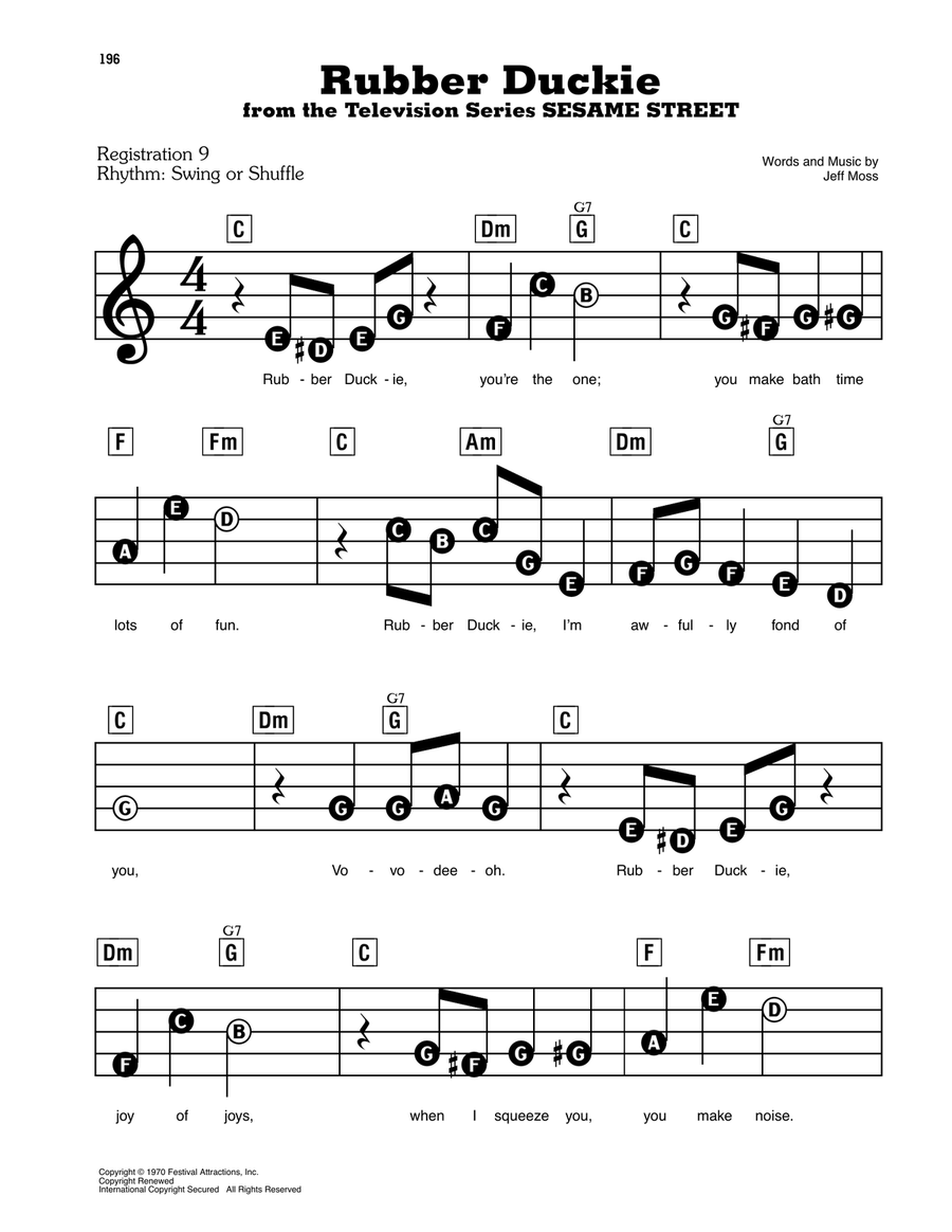 Rubber Duckie (from Sesame Street) Electronic Keyboard scores gallery preview page 1