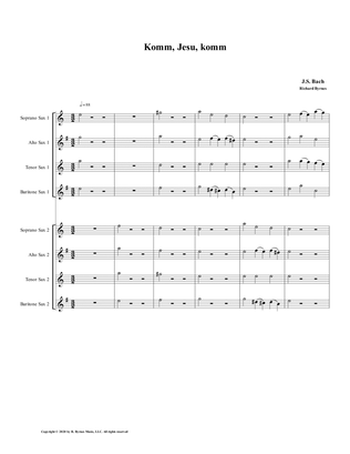 Komm, Jesu, komm (motette) by J.S. Bach (Double Saxophone Choir)