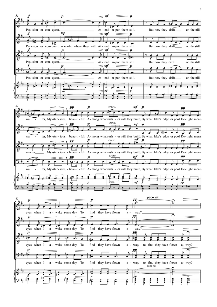 Three Poems of W B Yeats (mixed choir with solo soprano, unaccompanied) Divisi scores gallery preview page 6