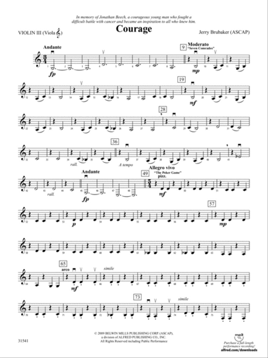 Courage: 3rd Violin (Viola [TC]) Full Orchestra scores gallery preview page 1