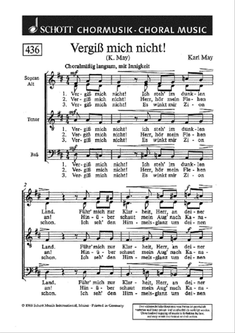 Vergiss Mich Nicht 4-Part scores gallery preview page 1