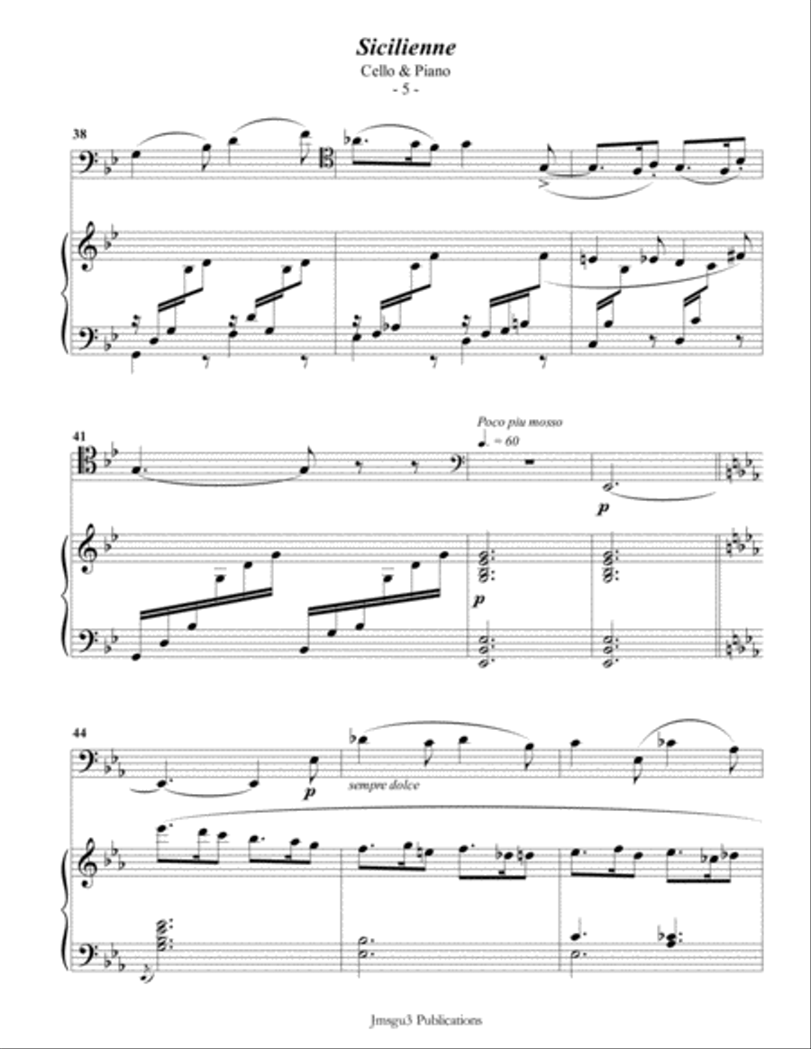 Fauré: Sicilienne for Cello & Piano Piano scores gallery preview page 6