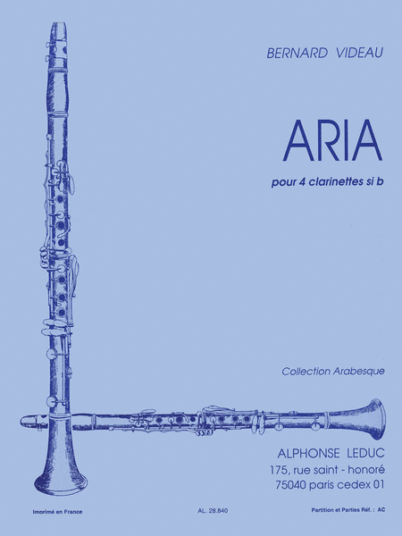 Videau Carboulet Aria Arabesque 4 Clarinets Score/parts