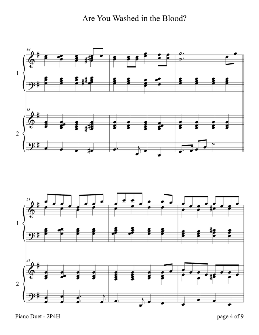 Are You Washed in the Blood? (2 Pianos, 4 Hands Duet) 2 Pianos, 4-Hands scores gallery preview page 6