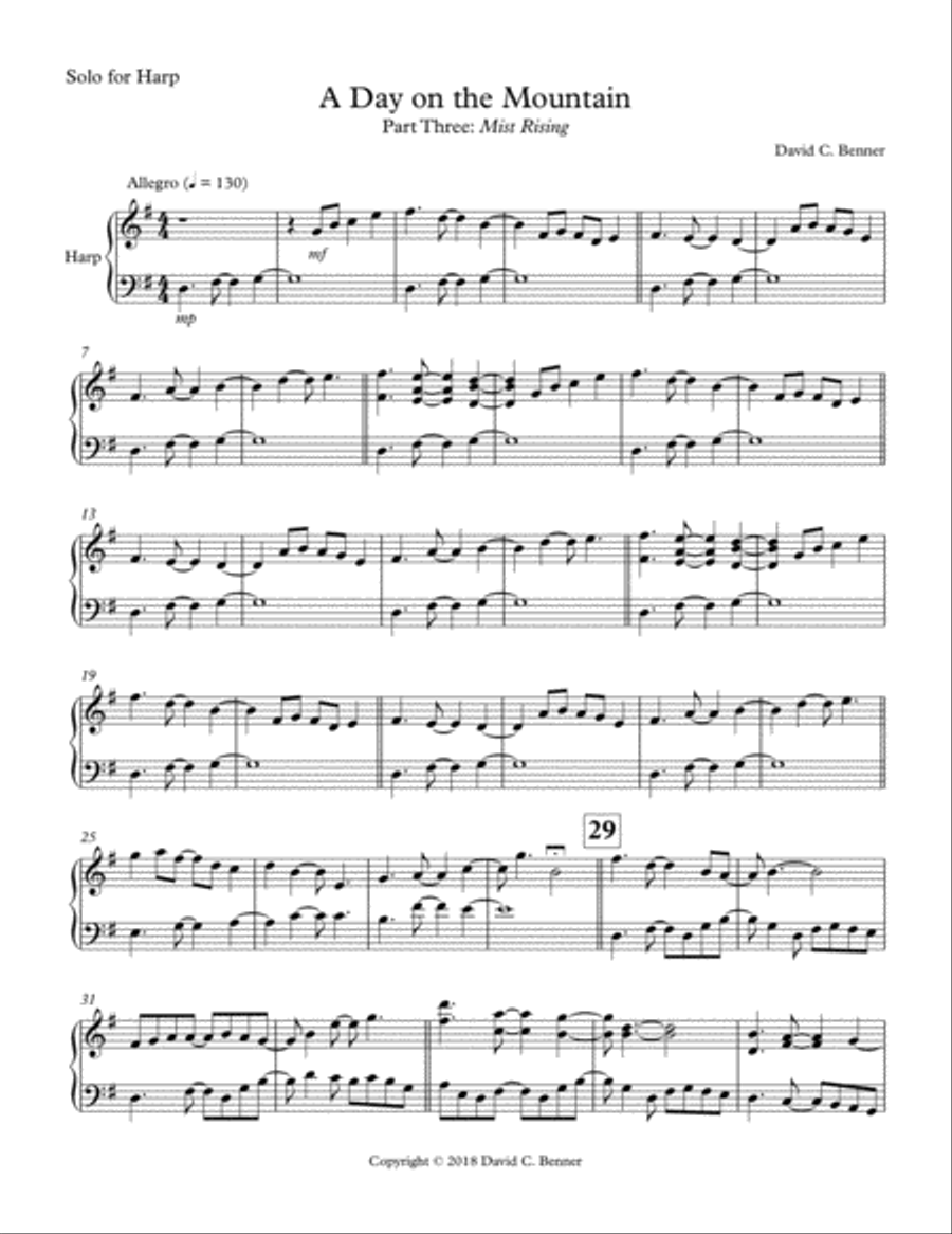 A Day on the Mountain - Part 3: Mist Rising Harp scores gallery preview page 2
