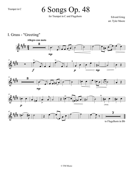 6 Songs, Op. 48 (arranged for Trumpet in C and Flugehorn)
