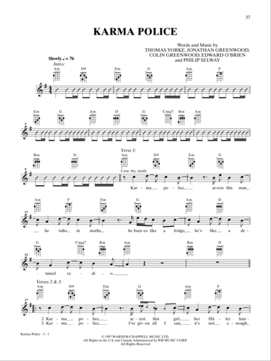 Karma Police Ukulele scores gallery preview page 1