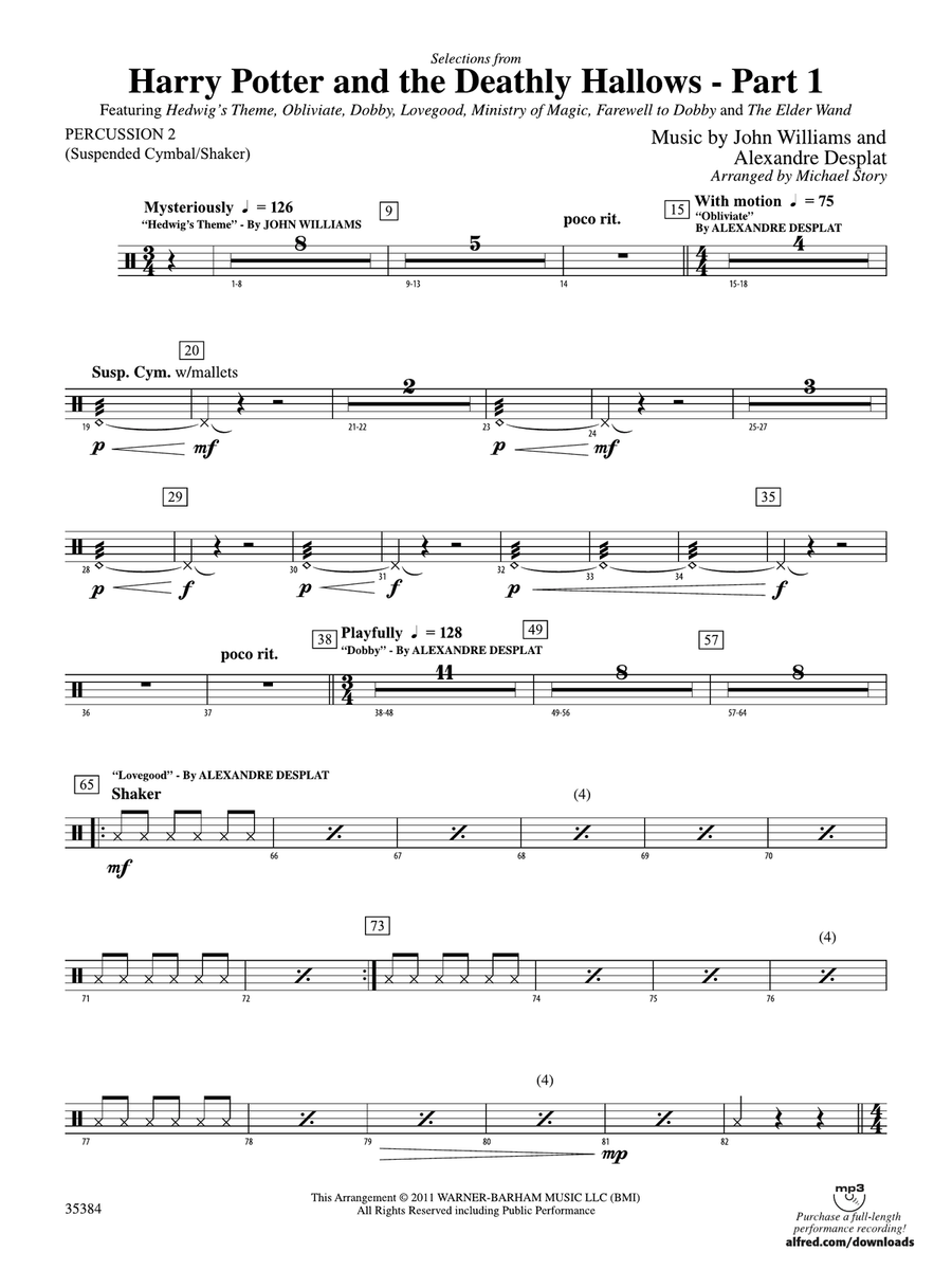Harry Potter and the Deathly Hallows, Part 1, Selections from: 2nd Percussion