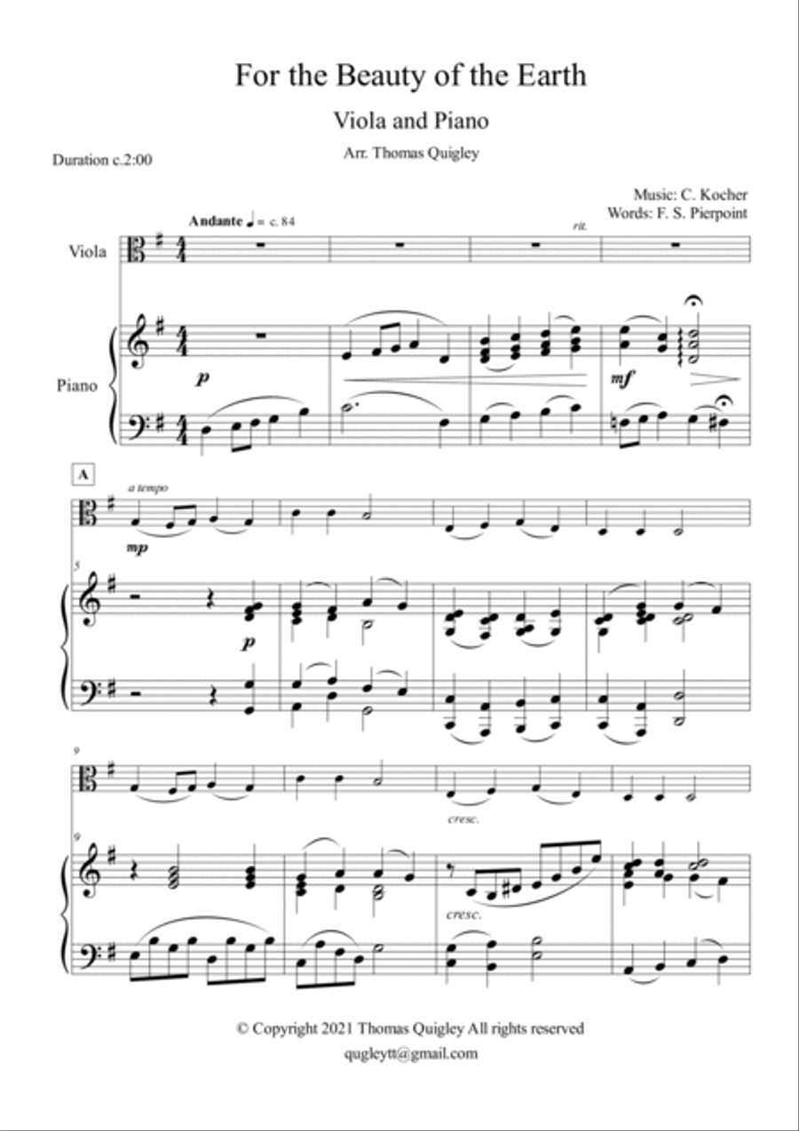 For the Beauty of the Earth Viola scores gallery preview page 2