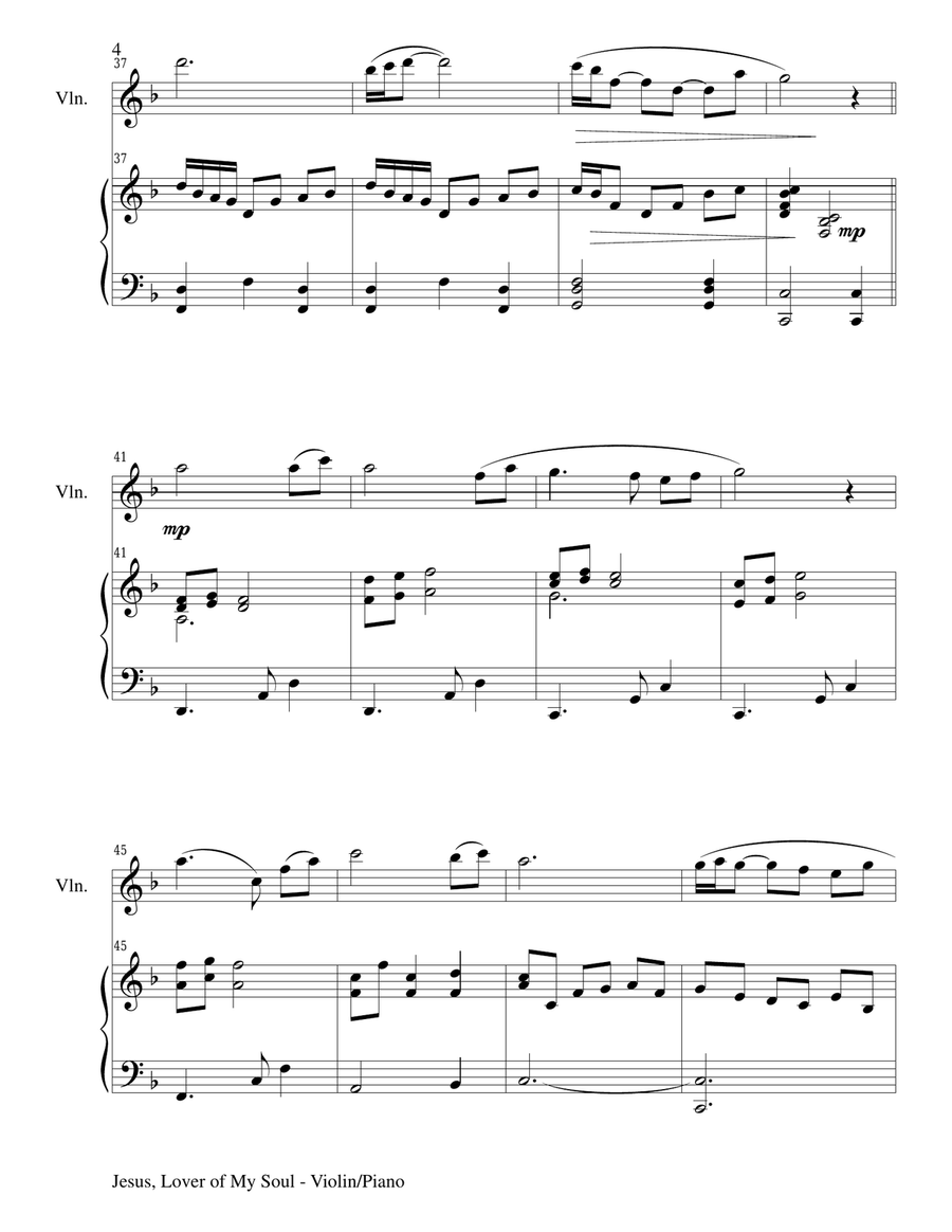 JESUS, LOVER OF MY SOUL (Violin/Piano and Violin Part) Violin Solo scores gallery preview page 4